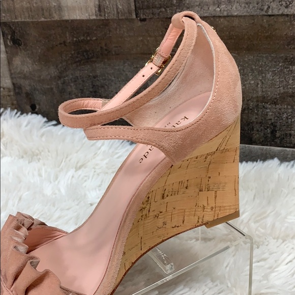 Kate Spade Suede Ruffle Dawson Cork Wedge - Picture 3 of 3